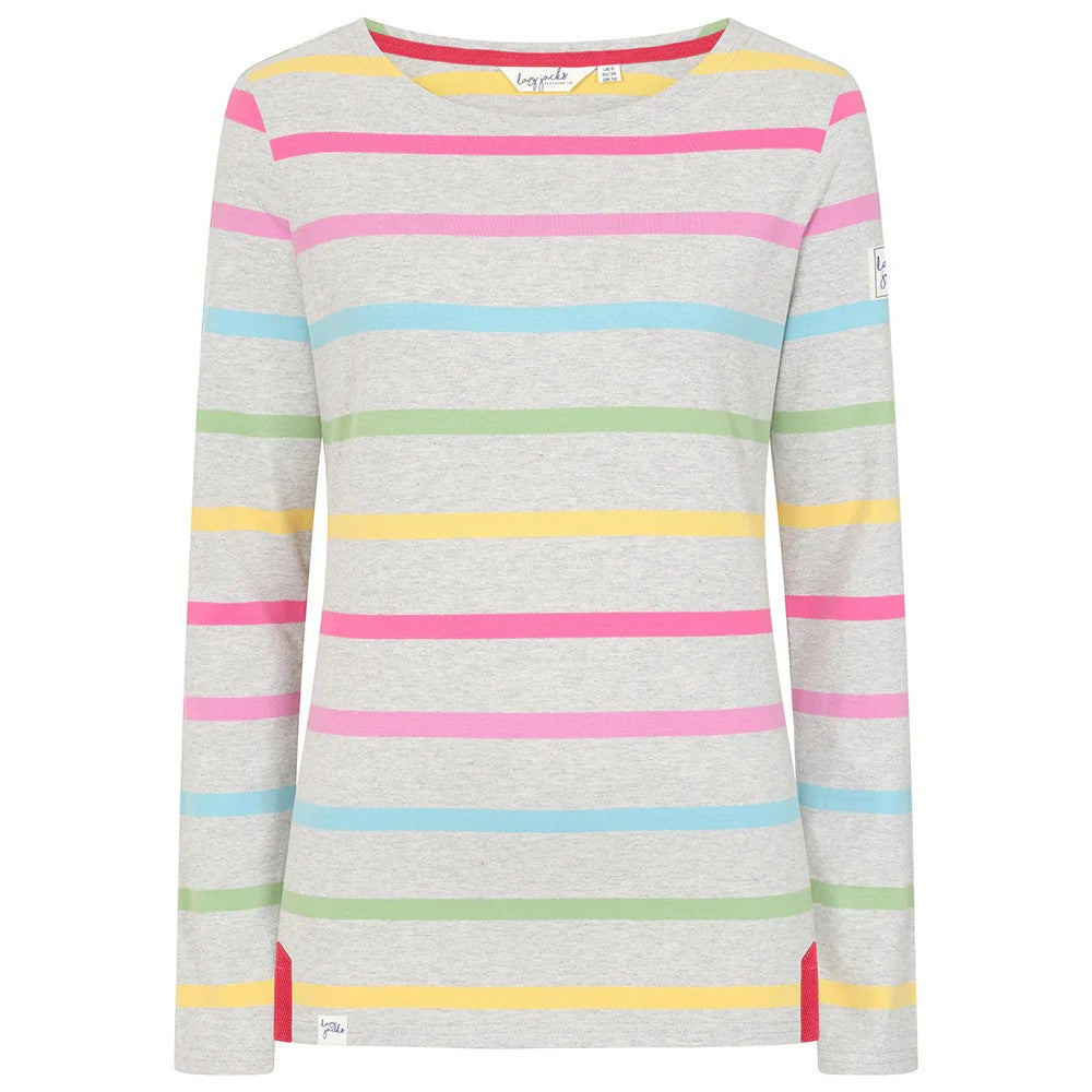Multicoloured - Front - Lazy Jacks Womens-Ladies Stripe Long-Sleeved T-Shirt