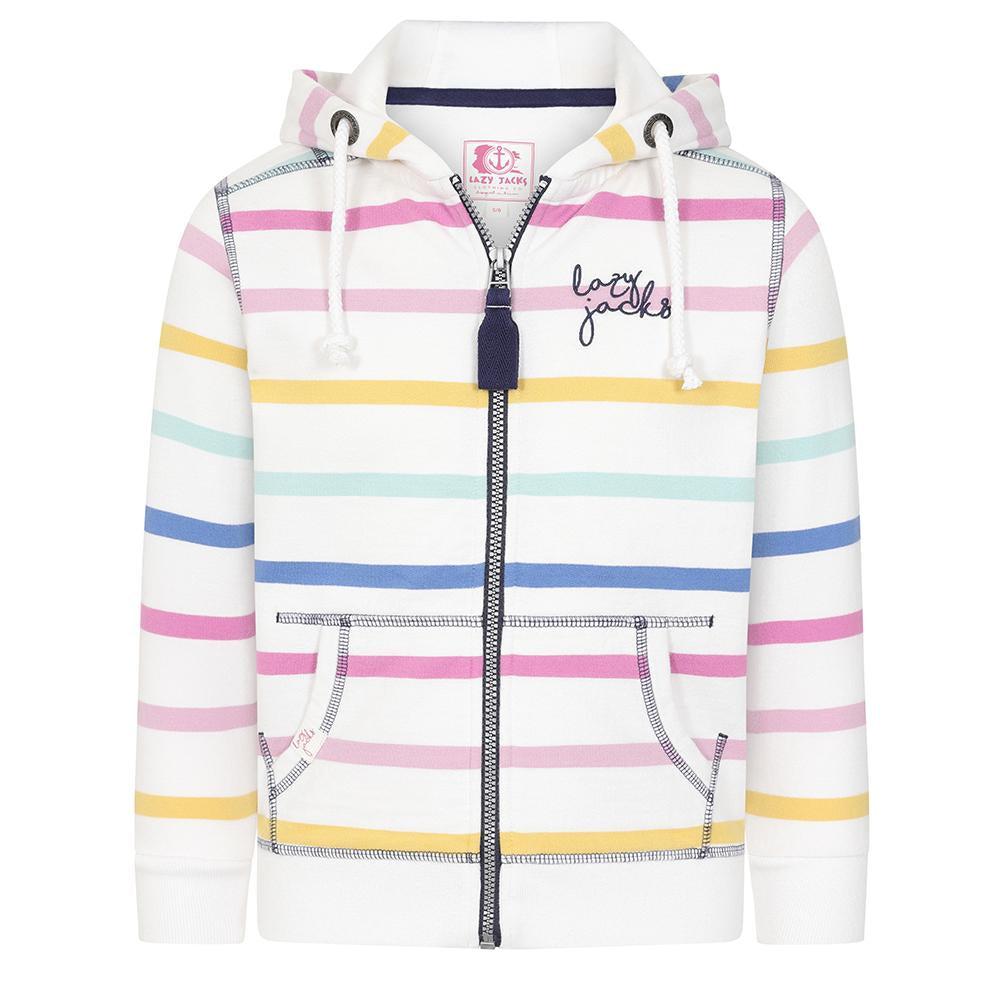 Pastel - Front - Lazy Jacks Girls Pastel Stripes Drawstring Hoodie