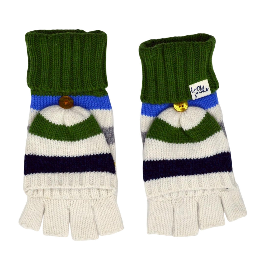 Green-White-Black - Front - Lazy Jacks Womens-Ladies Sage Contrast Knitted Hat Gloves And Scarf Set