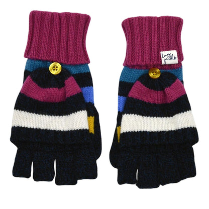 Black-Blue-Pink - Front - Lazy Jacks Womens-Ladies Sage Contrast Knitted Hat Gloves And Scarf Set