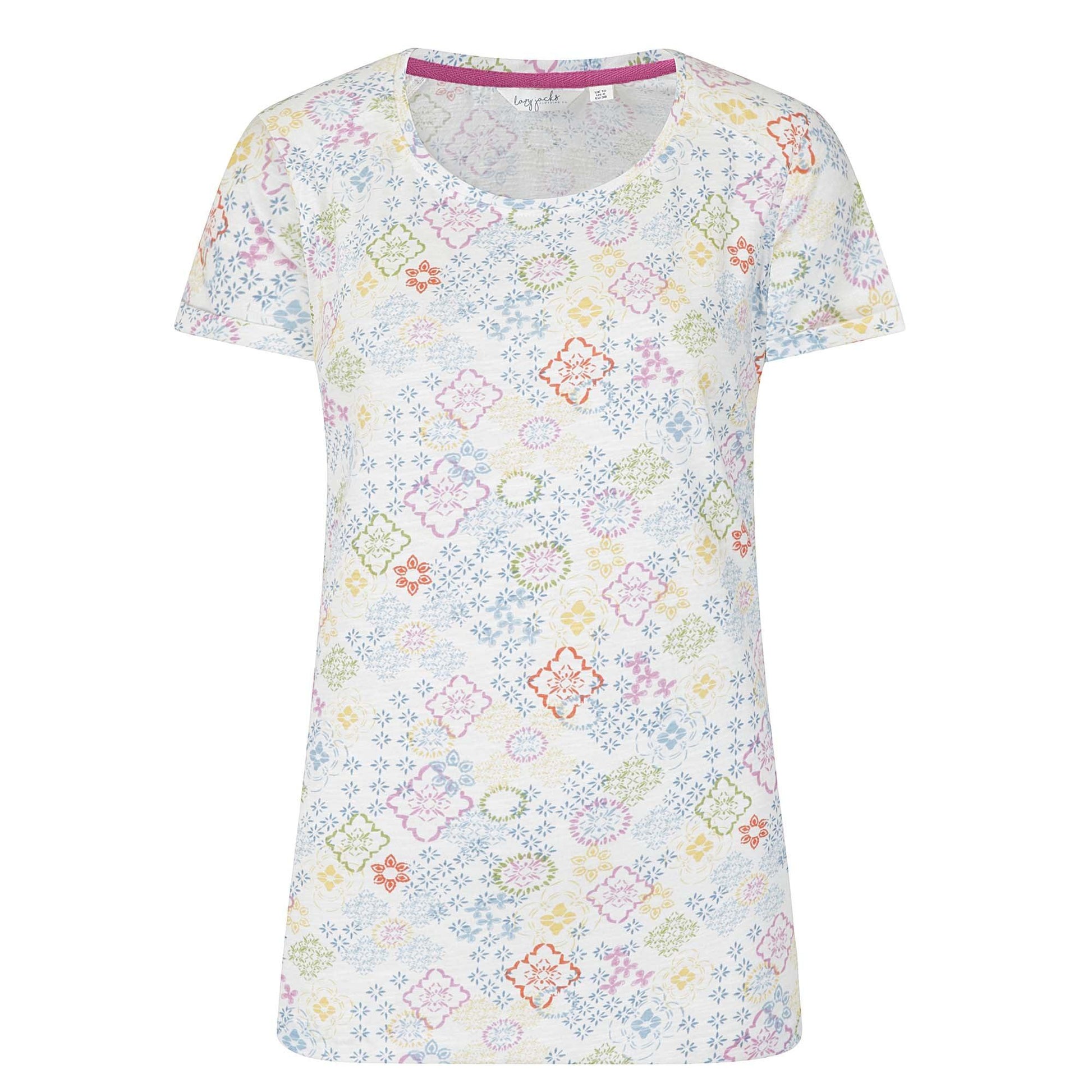 Multicoloured - Front - Lazy Jacks Womens-Ladies Moroccan T-Shirt