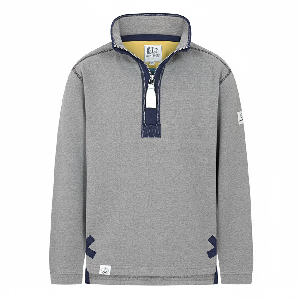 Grey - Front - Lazy Jacks Boys Quarter Zip Sweatshirt