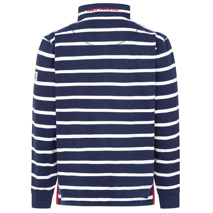 Marine - Back - Lazy Jacks Mens Striped Quarter Zip Sweatshirt