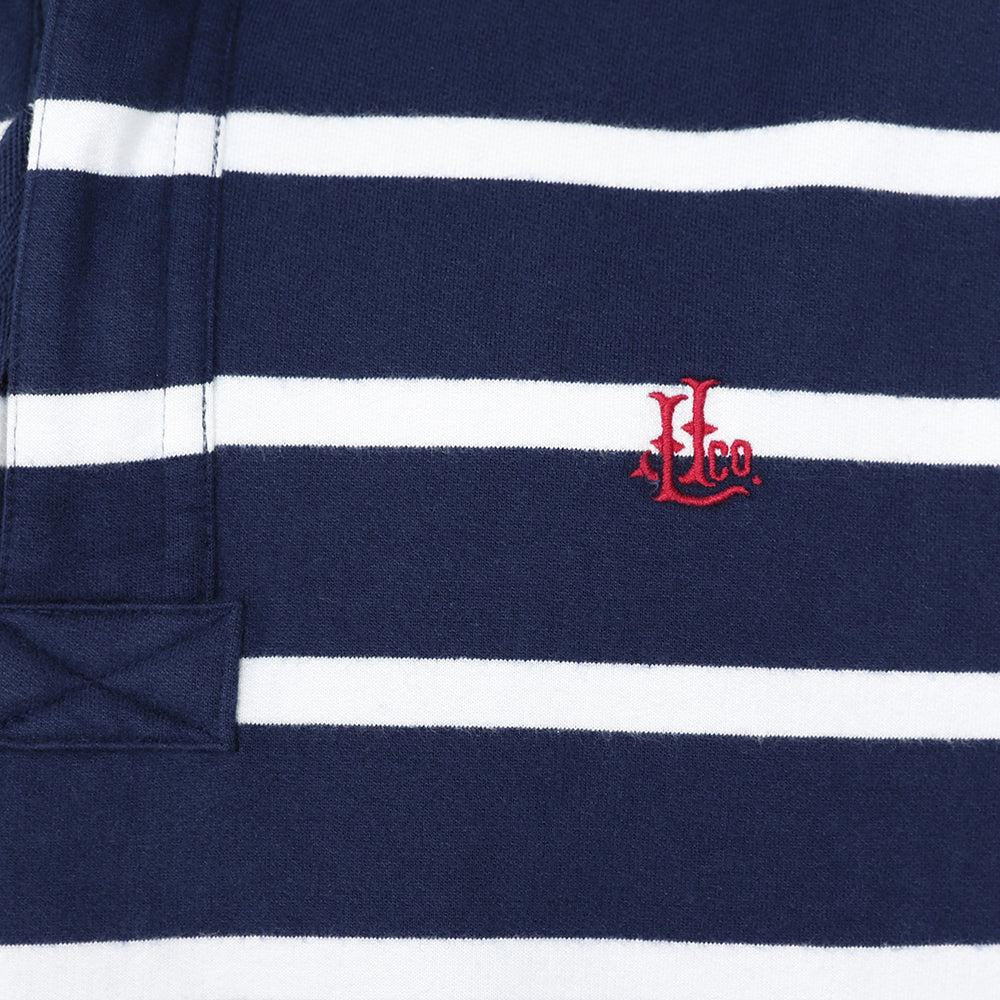 Marine - Side - Lazy Jacks Mens Striped Quarter Zip Sweatshirt