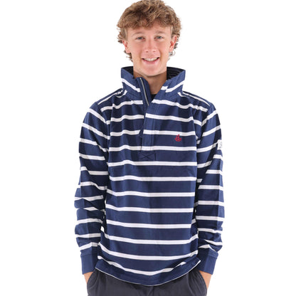 Marine - Lifestyle - Lazy Jacks Mens Striped Quarter Zip Sweatshirt