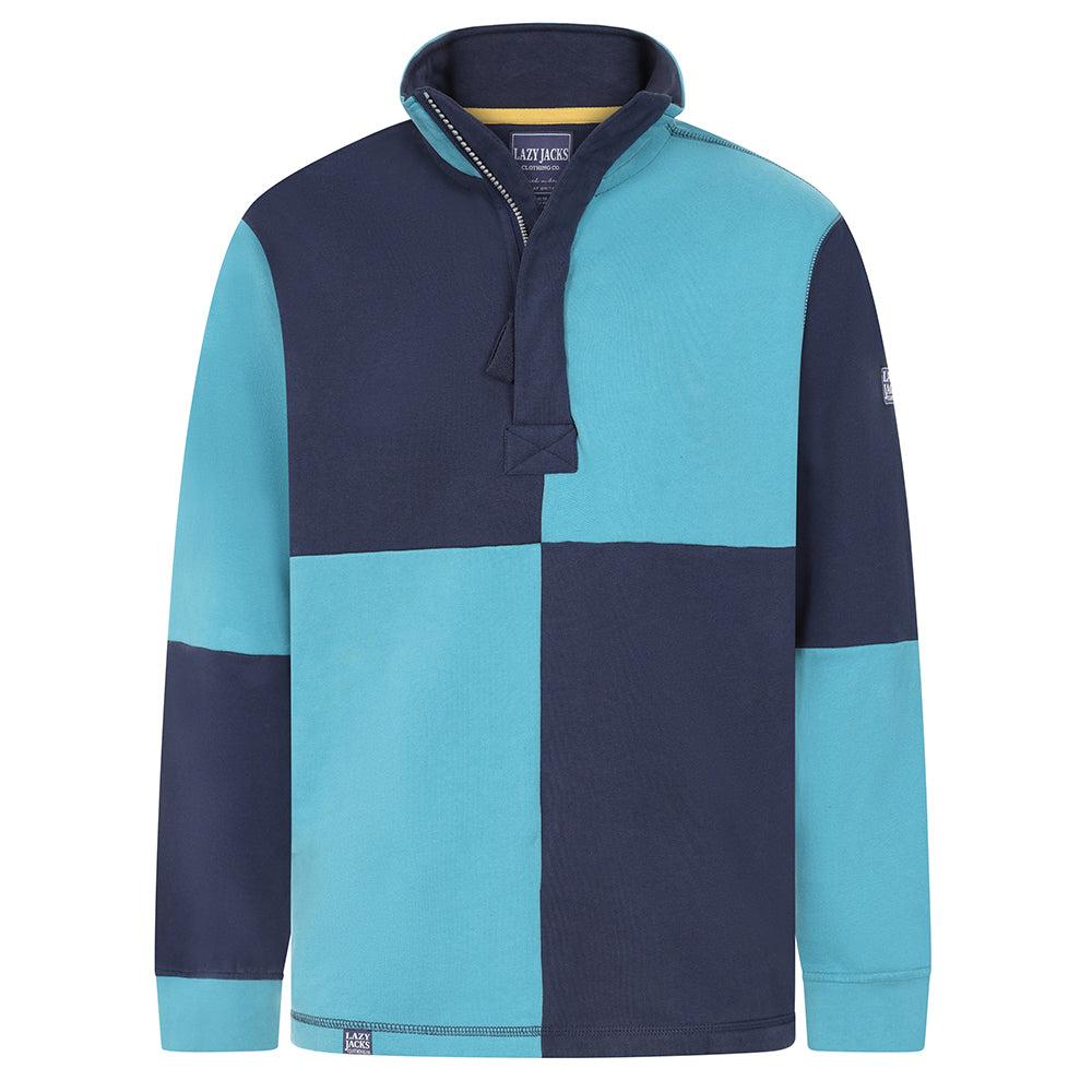Peacock-Storm - Back - Lazy Jacks Mens Quarter Zip Sweatshirt