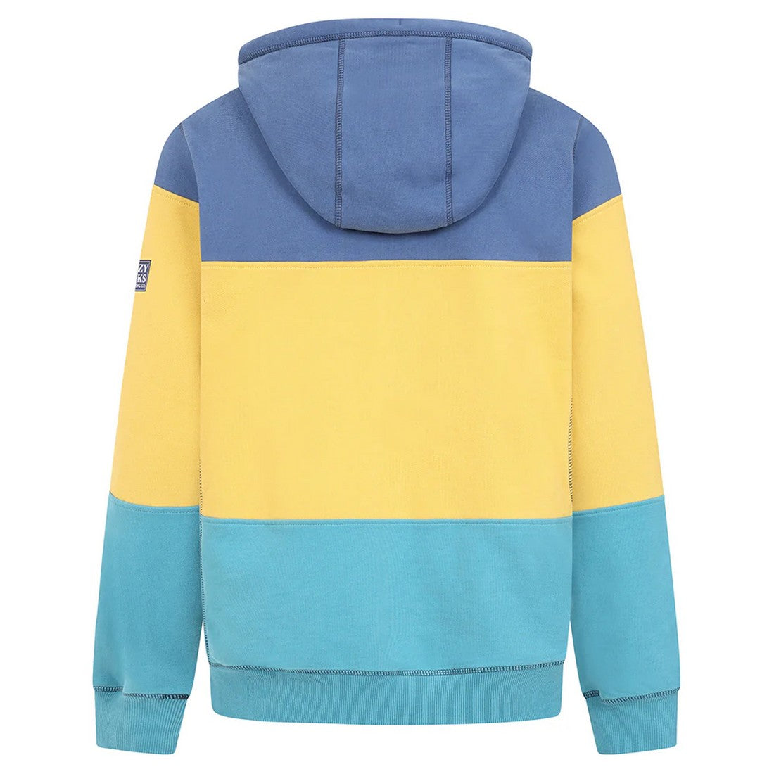Navy-Green-Yellow - Back - Lazy Jacks Childrens-Kids Colour Block Heather Full Zip Hoodie