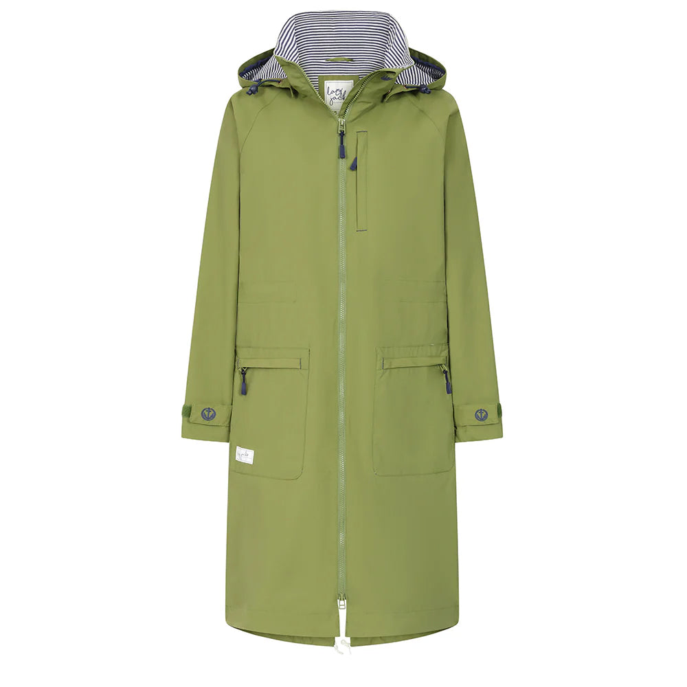 Green - Front - Lazy Jacks Womens-Ladies Long Length Snug Fit Waterproof Jacket