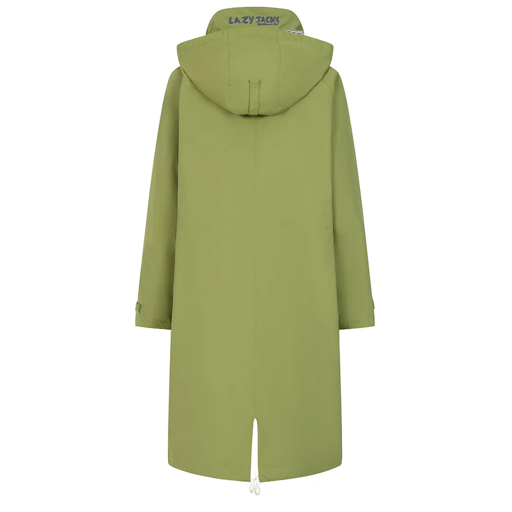 Green - Back - Lazy Jacks Womens-Ladies Long Length Snug Fit Waterproof Jacket