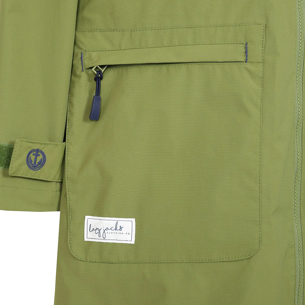 Green - Side - Lazy Jacks Womens-Ladies Long Length Snug Fit Waterproof Jacket