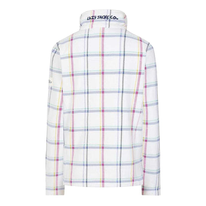 White-Pink-Blue - Back - Lazy Jacks Womens-Ladies Checked Full Zip Sweatshirt