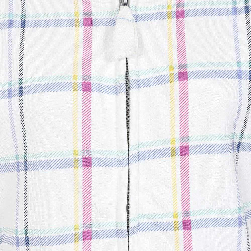 White-Pink-Blue - Side - Lazy Jacks Womens-Ladies Checked Full Zip Sweatshirt