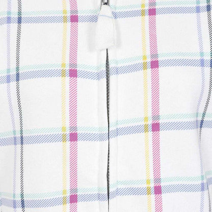 White-Pink-Blue - Side - Lazy Jacks Womens-Ladies Checked Full Zip Sweatshirt