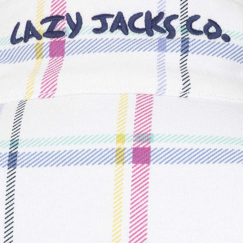 White-Pink-Blue - Lifestyle - Lazy Jacks Womens-Ladies Checked Full Zip Sweatshirt