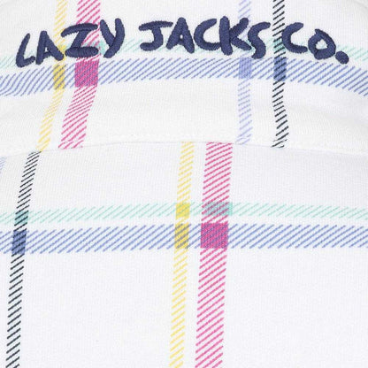 White-Pink-Blue - Lifestyle - Lazy Jacks Womens-Ladies Checked Full Zip Sweatshirt