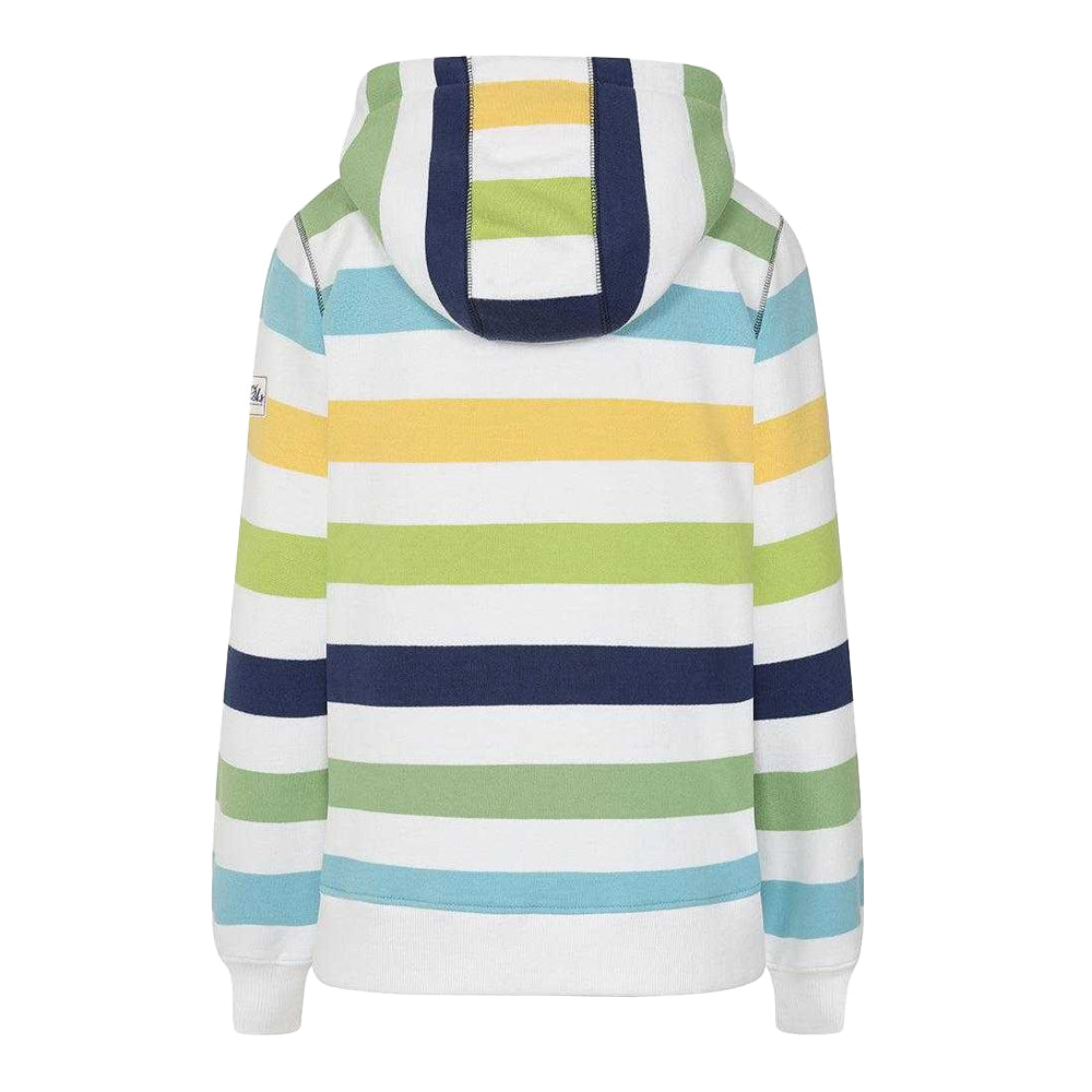 Green - Back - Lazy Jacks Womens-Ladies Striped Full Zip Hoodie