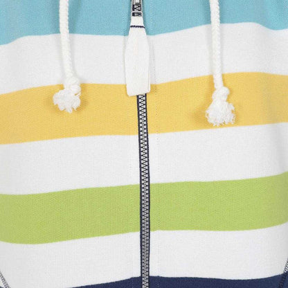 Green - Side - Lazy Jacks Womens-Ladies Striped Full Zip Hoodie