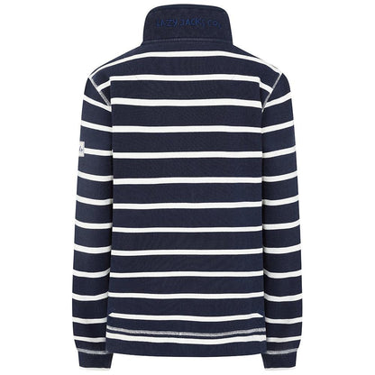Twilight - Back - Lazy Jacks Womens-Ladies Contrast Striped Pique Button Neck Sweatshirt
