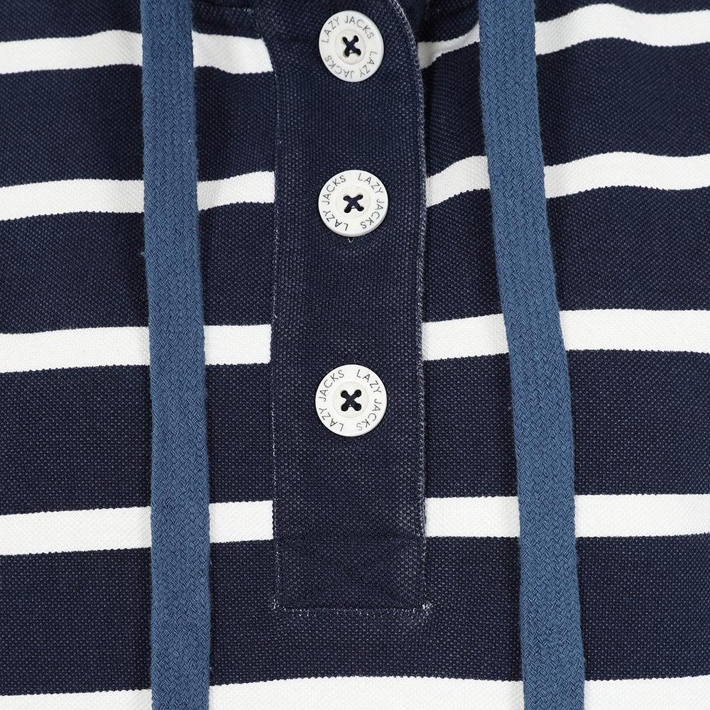 Twilight - Lifestyle - Lazy Jacks Womens-Ladies Contrast Striped Pique Button Neck Sweatshirt
