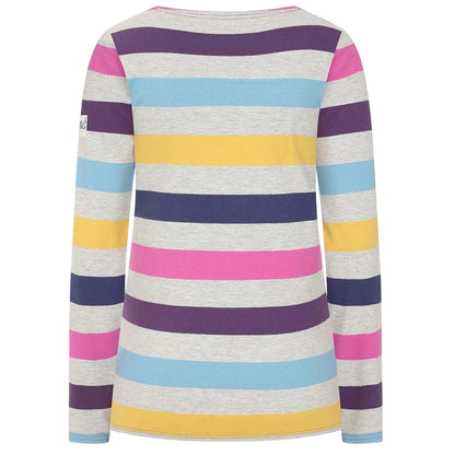 Grey Marl - Back - Lazy Jacks Womens-Ladies Breton Multi Stripe Long-Sleeved Top