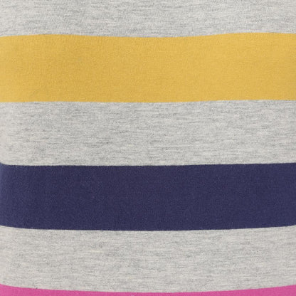 Grey Marl - Close up - Lazy Jacks Womens-Ladies Breton Multi Stripe Long-Sleeved Top