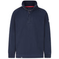 Marine - Front - Lazy Jacks Mens Textured Quarter Zip Sweatshirt