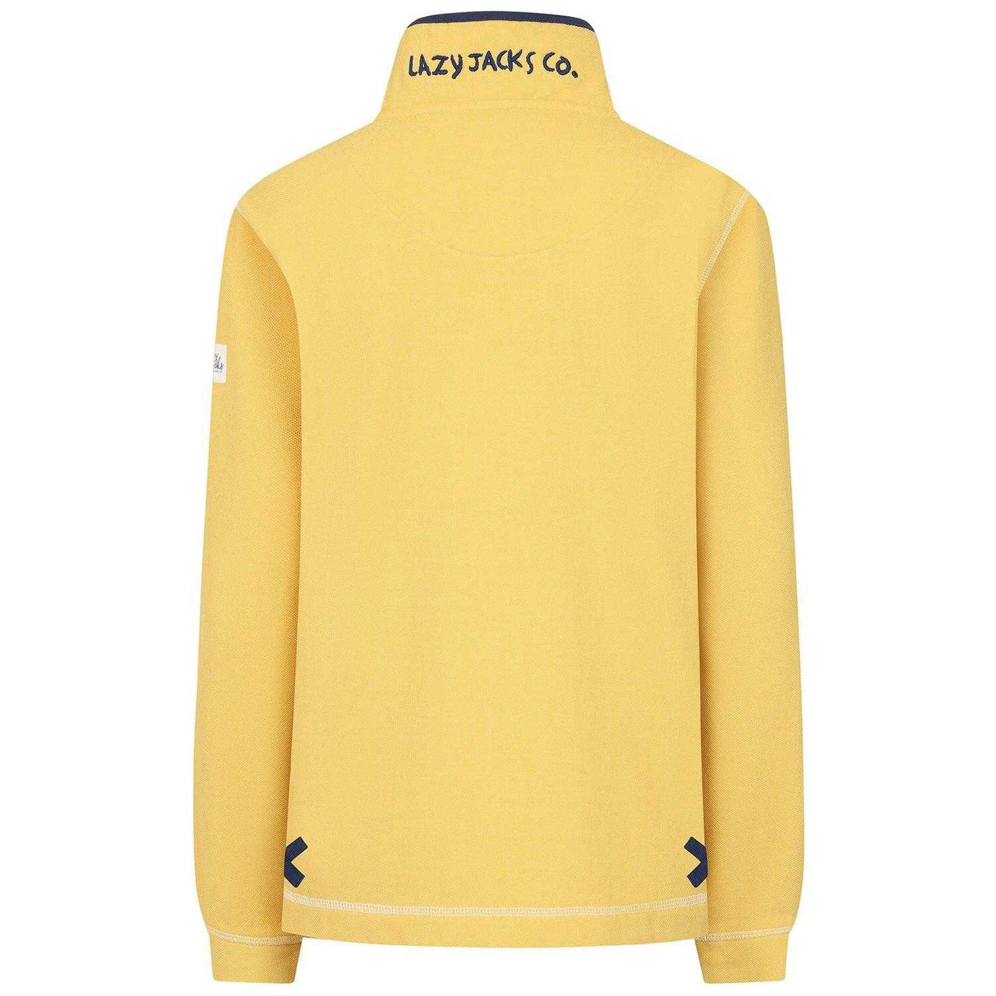 Lemon - Back - Lazy Jacks Womens-Ladies Pique Button Neck Sweatshirt