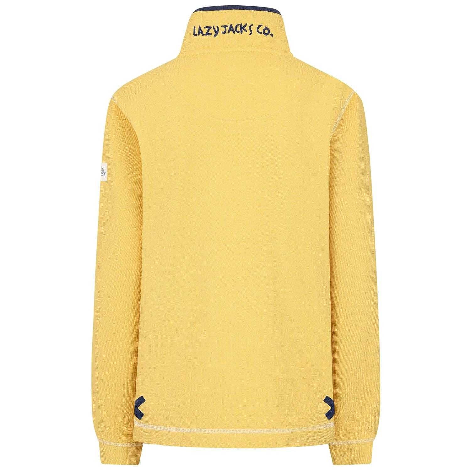 Lemon - Back - Lazy Jacks Womens-Ladies Pique Button Neck Sweatshirt