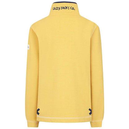 Lemon - Back - Lazy Jacks Womens-Ladies Pique Button Neck Sweatshirt