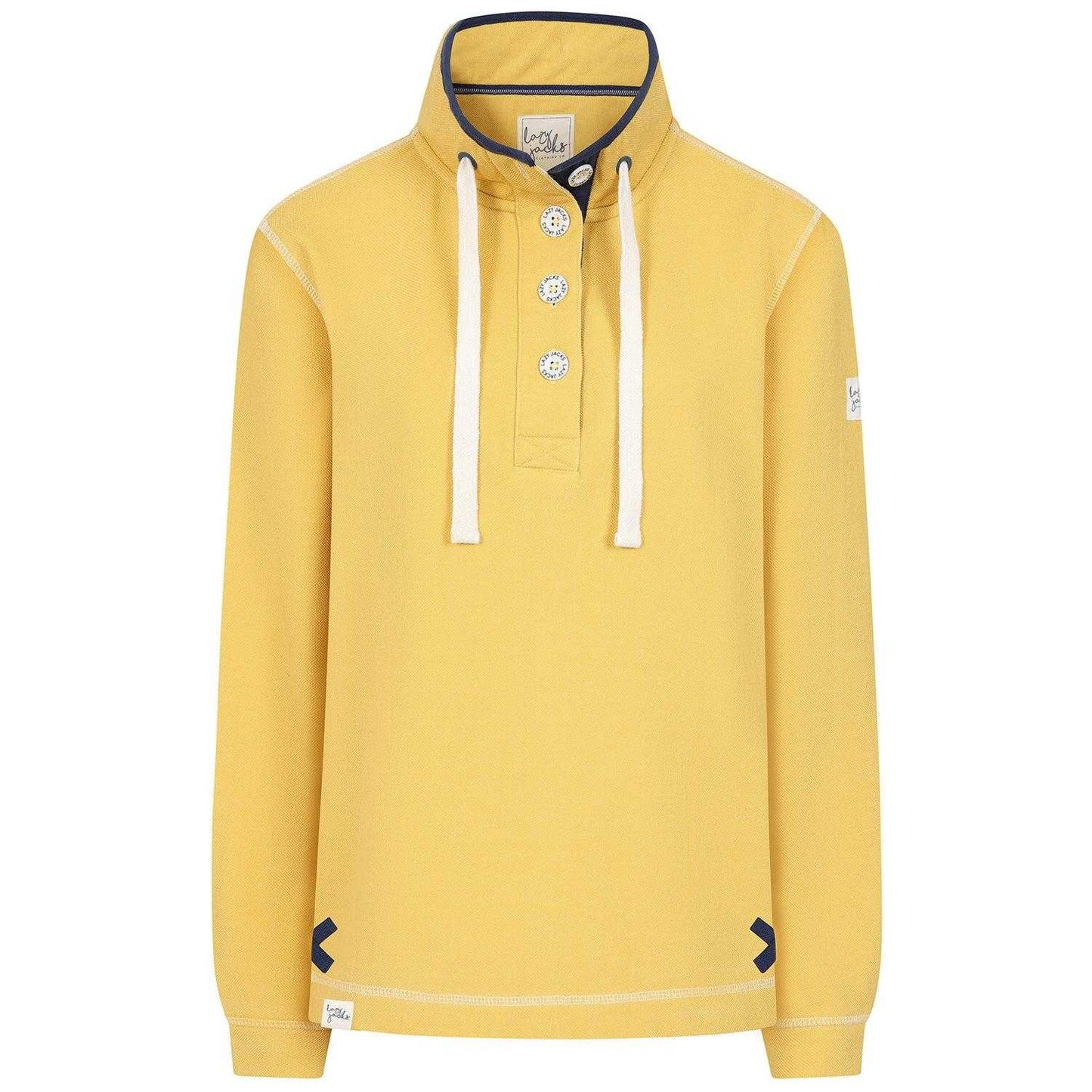 Lemon - Front - Lazy Jacks Womens-Ladies Pique Button Neck Sweatshirt