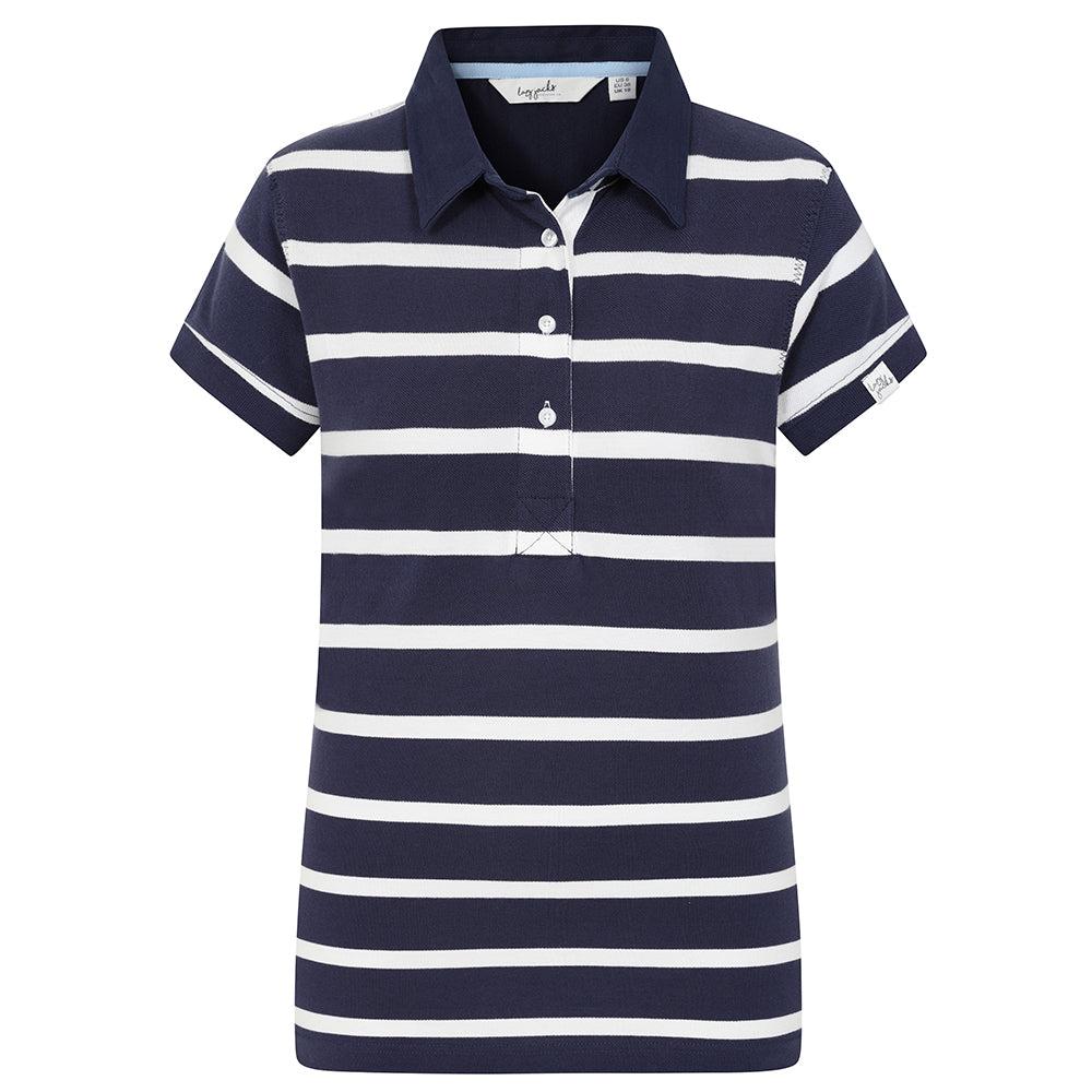 Twilight - Front - Lazy Jacks Womens-Ladies Striped Cotton Pique Polo Shirt