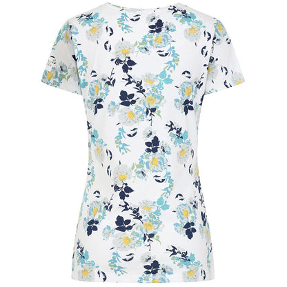 White-Blue-Green - Back - Lazy Jacks Womens-Ladies Fleur Printed Cotton Slub T-Shirt