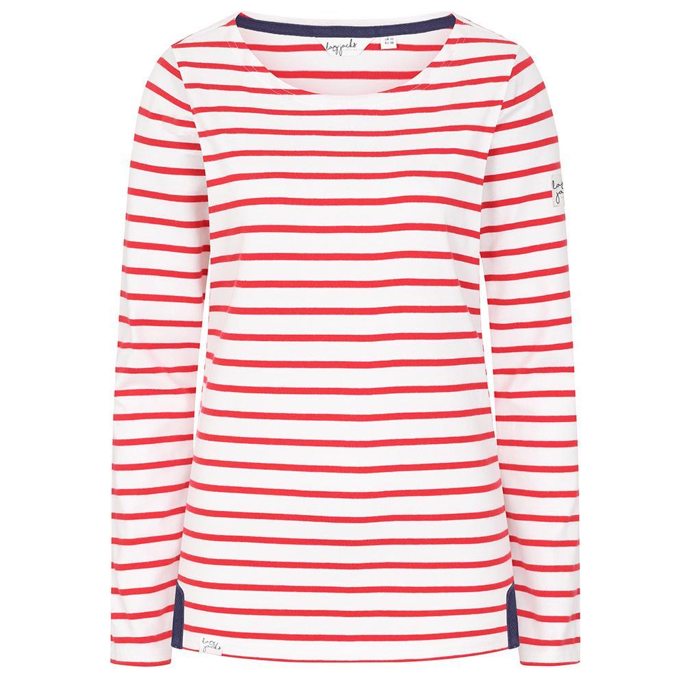 Red - Front - Lazy Jacks Womens-Ladies Breton Long-Sleeved Top