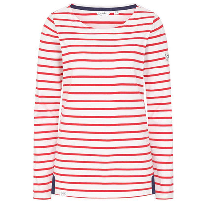 Red - Front - Lazy Jacks Womens-Ladies Breton Long-Sleeved Top