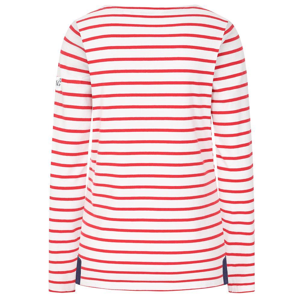 Red - Back - Lazy Jacks Womens-Ladies Breton Long-Sleeved Top