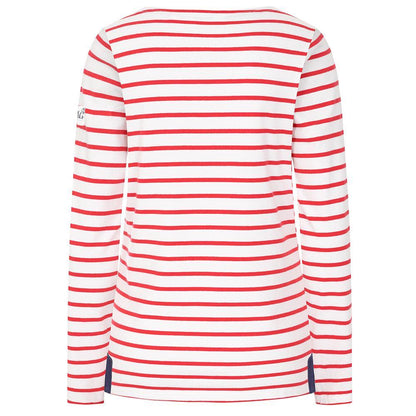 Red - Back - Lazy Jacks Womens-Ladies Breton Long-Sleeved Top