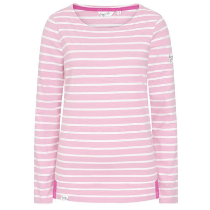 Pink - Front - Lazy Jacks Womens-Ladies Breton Long-Sleeved Top