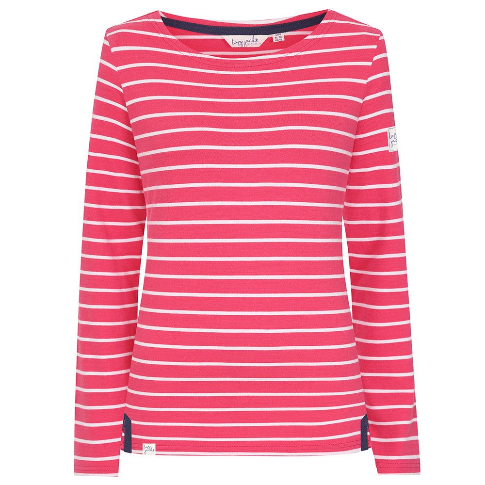 Cherry - Front - Lazy Jacks Womens-Ladies Breton Long-Sleeved Top