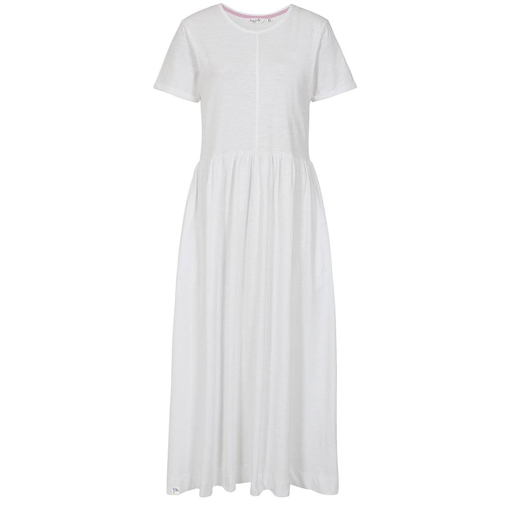 White - Front - Lazy Jacks Womens-Ladies Long Gathered Dress
