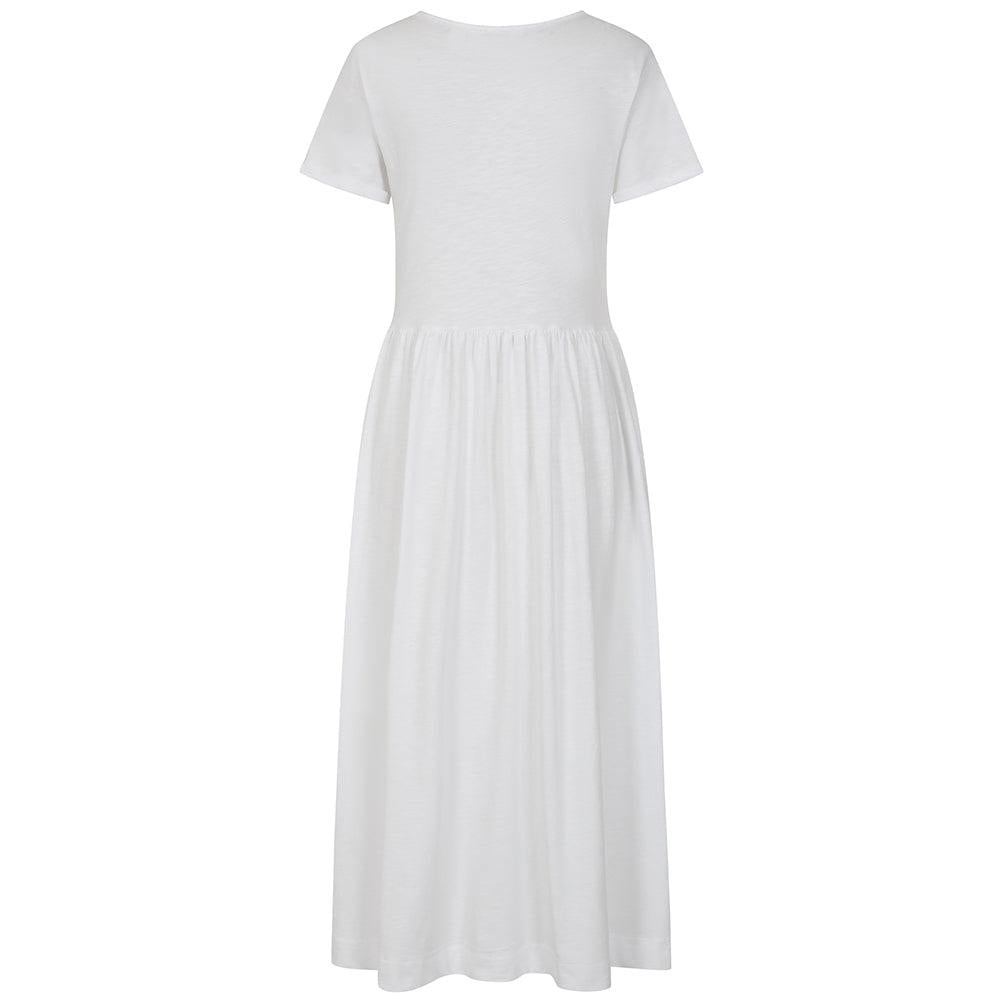 White - Back - Lazy Jacks Womens-Ladies Long Gathered Dress