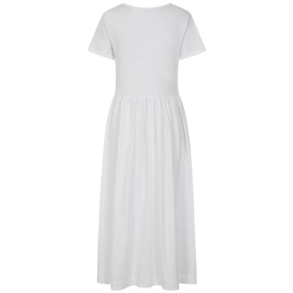 White - Back - Lazy Jacks Womens-Ladies Long Gathered Dress