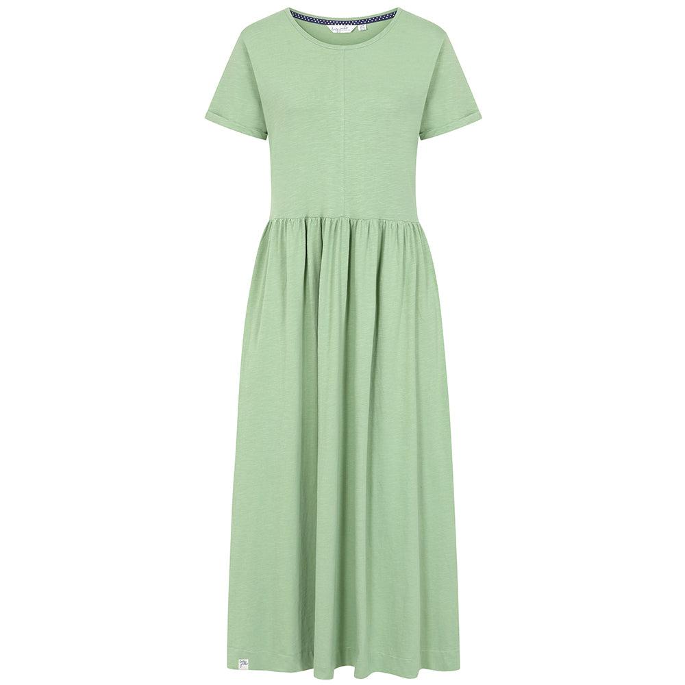 Grass Green - Front - Lazy Jacks Womens-Ladies Long Gathered Dress
