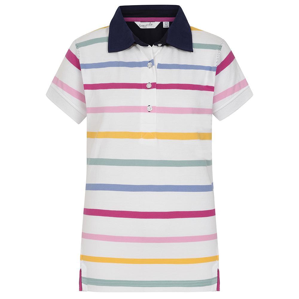 Multicoloured - Front - Lazy Jacks Womens-Ladies Pastel Stripes Polo Shirt