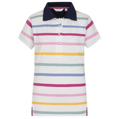 Multicoloured - Front - Lazy Jacks Womens-Ladies Pastel Stripes Polo Shirt