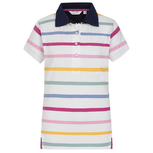 Multicoloured - Front - Lazy Jacks Womens-Ladies Pastel Stripes Polo Shirt