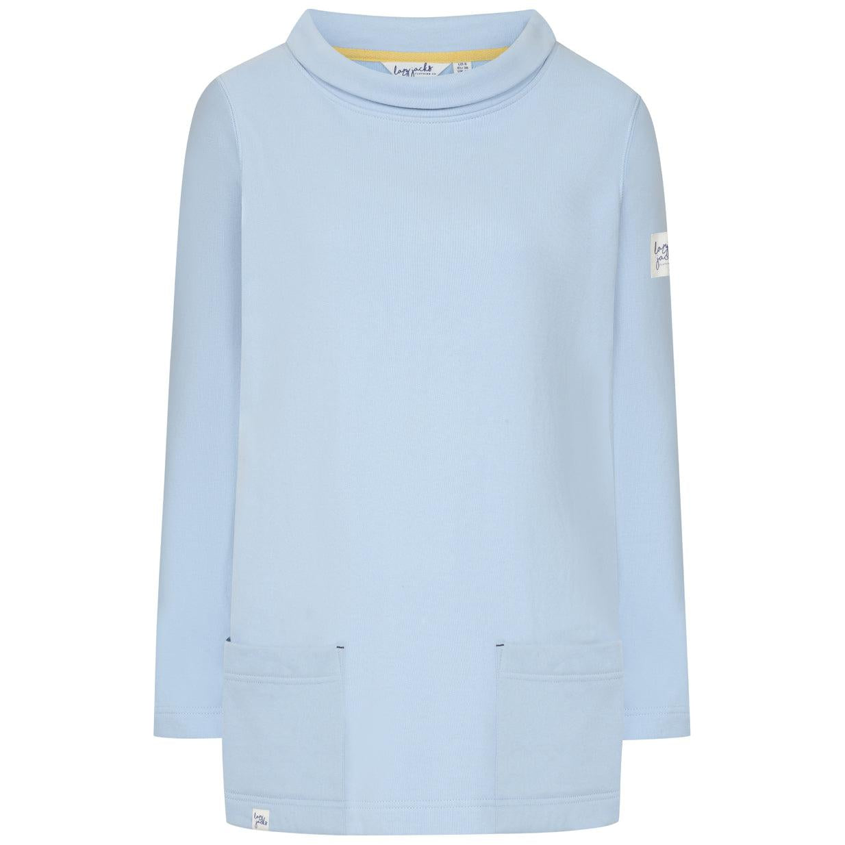 Sky - Front - Lazy Jacks Womens-Ladies Plain Roll Neck Sweatshirt