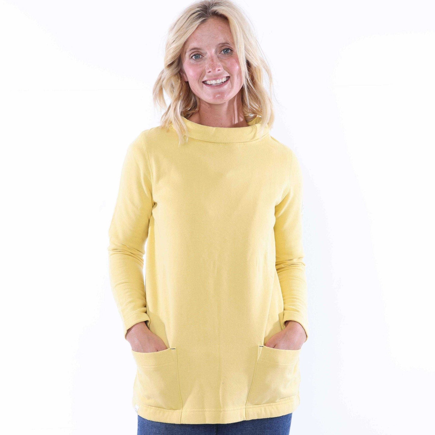Lemon - Pack Shot - Lazy Jacks Womens-Ladies Plain Roll Neck Sweatshirt