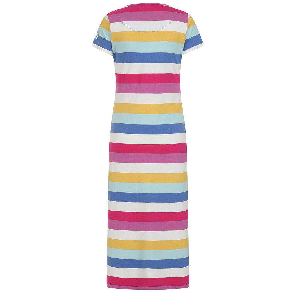 Multicoloured - Back - Lazy Jacks Womens-Ladies Cotton Jersey Long Length T-Shirt Dress