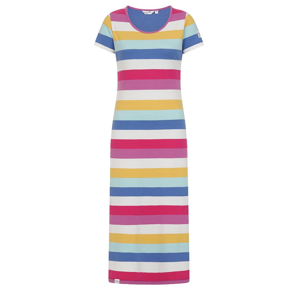 Multicoloured - Front - Lazy Jacks Womens-Ladies Cotton Jersey Long Length T-Shirt Dress