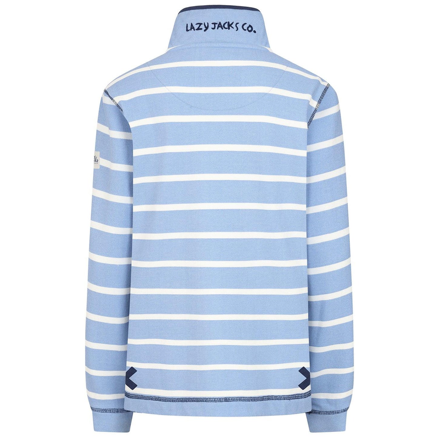 Sky - Back - Lazy Jacks Womens-Ladies Pique Button Neck Sweatshirt
